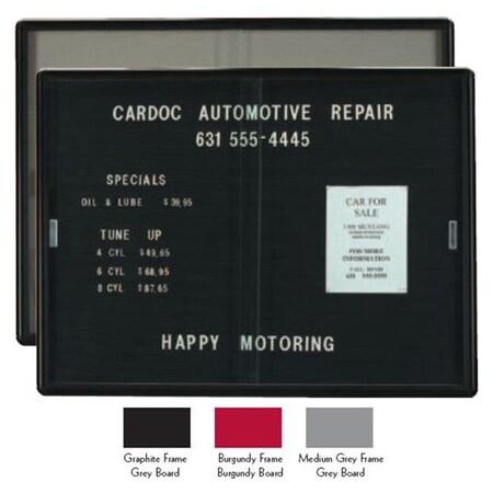 Aarco Aarco Products RSB3648GG Enclosed Radius Design Bulletin Board - Medium Grey RSB3648GG